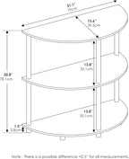 Furinno Frans Turn-N Half Round Console Table with Stainless Steel Tubes, White Oak, 15.6D x 31.1W x 30.8H in