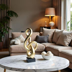 16" Modern Abstract Ribbon Decorative Sculpture, Knot Sculptures,Home Decor,Coffee Table Statues,Dining Living Room Desk Decor,Musical Note,Golden