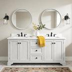 WallBeyond 28 Inch Round Wood Mirror, Large Circle Wooden Frame Wall Mirror for Bathroom, Living Room, Bedroom, Entryway (White)