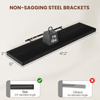 Vivelove 2 inch Thick Floating Shelves for Wall 48 Inches Long, 12" Deep Wall Shelves, for Bedroom, Bathroom, Living Room, Kitchen, Office, Modern Home Decor, 48" X 12" X 2", Set of 2, Black