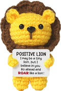 4 inch Positive Lion Handmade Knitted Wool Doll with Positive Card for Cheer Up Emotional Support Encouragement Friends