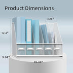 SUPEASY Desk Organizers Metal Desk Magazine File Holder with 5 Vertical Compartments Rack File Organizer for Office Desktop, Classroom, Home Workspace, White