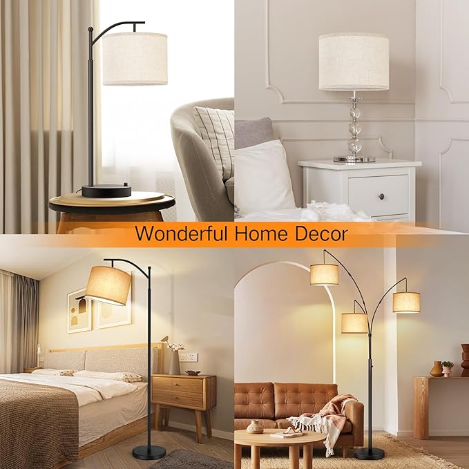 OUTON Beige Drum Lamp Shades for Floor Lamps, 11" Top x 11" Bottom x 9" High, Easy to Assemble, Replacement Linen Lampshades for Table Lamps & Bedside Lamps (1.65" Spider)