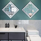 Wocred 2 PCS Square Wall Mirror,Gorgeous Rustic Farmhouse Accent,Rustic White Color Entry for Bathroom Renovation,Bedrooms,Living Rooms and More(12”x12”)