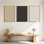 Large Neutral Abstract Wall Art Framed Mid Century Modern Canvas Paintings Artwork Geometric Wall Decor Modern Abstract Artwork Minimalist Art Prints Boho Home Decor for Living Room Bedroom Bathroom Office 36x24 Inch Set of 3