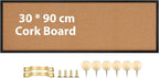 TORASO Cork Board Bulletin Board, Corkboard for Walls with Black Frame, Large Wall Mounted Cork Board with Installation Kit,11.8" x 35.4" Pin Tackboard for Home,Office, School (RMB-BK-3090)