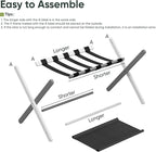 2 Pack Luggage Rack, Folding Luggage Rack for Guest Room, White Bamboo Suitcase Stand Holds up to 131 lb, Luggage Stand with Storage Shelf for Hotel, Bedroom