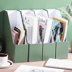 Feifeiya Magazine File Holder Set of 6 Stylish Sturdy Cardboard File Boxes Desk Organizer Beautiful Magazine Holder Rack with Gold Label Holder for Home Office Desktop Bookshelf Classroom(Sage Green)
