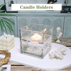 1 Pack Square Glass Vase 4" x 4" x 4", Clear Flower Vase for Centerpieces, Candle Holder for Wedding Party Events, Home Décor