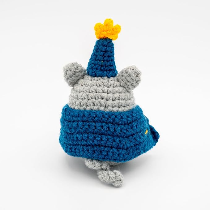Handcrafted Crochet Witch Doll, Small 2.5x1.5x4 Inch Decorative Plush Figure, Yarn Material, Magical Theme, Inspirational Signs, for Ages 13+ (Cat Wizard)