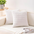 Aegero Pack of 2 Corduroy Decorative Throw Pillow Covers 22x22 Inch Soft Striped Pillow Covers Modern Farmhouse Home Decor for Sofa Living Room Couch Bed（White）