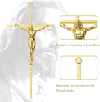 KUXBET Crucifix Wall Cross, Metal Wall Hanging Cross,10inch Gold Jesus Crucifix Home Décor, Gift for Family