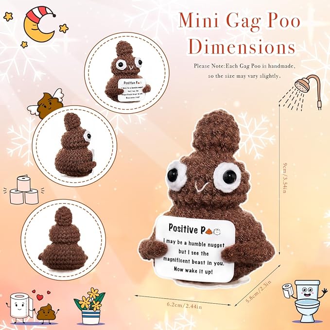 Funny Gag Poop Emotional Support Stuffed Positive Cochet Animals Pickle Gifts for Adult Men Women Brother,Weird Things Stuff Office Decor