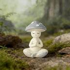 Meditation Mushroom Resin Statue - Cute Meditation Mushroom Statue for Desk Living Room Resin Figurine for Home Patio Office Decoration Cute Plant Statues for Tabletop Garden Backyard Decor