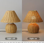 WERFOP Bamboo Table Lamp Handmade Boho Rattan Bedside Lamp,3 Colors Adjustable Vintage Wicker Wooden Nightstand Lamp with E26 Bulb for Bedroom Living Room Desk Entrance