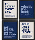 DSHFG Motivational Inspirational Office Wall Art Decor Prints Set of 4, Navy Blue Motivational Wall Decor Trendy Retro Posters for Office Home Decor, 8x10 Unframed