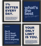 DSHFG Motivational Inspirational Office Wall Art Decor Prints Set of 4, Navy Blue Motivational Wall Decor Trendy Retro Posters for Office Home Decor, 8x10 Unframed