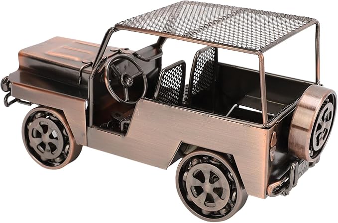Alomejor Handcrafted Iron Car Figurine, Antique Vintage Metal Vehicle Model Home Decor with Exquisite Metal Craftsmanship, for Living Room TV Cabinet Wine Cooler Display (Red Bronze)