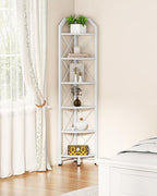 CHOEZON 6-Tier Industrial Corner Shelf, 71.2" Corner Storage Stand, Plant Stand Display Shelf, Corner Bookcase for Bedroom, Living Room, Home Office, White TCJ11WB