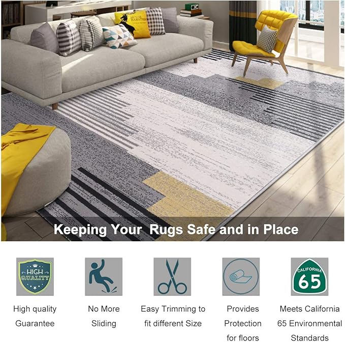 Non Slip Rug Pad Grippers - 2x4 Ft, 1/8" Thick, (Felt + Rubber) Double Layers Area Carpet Mat Tap, Provides Protection and Cushioning for Hardwood or Tile Floors