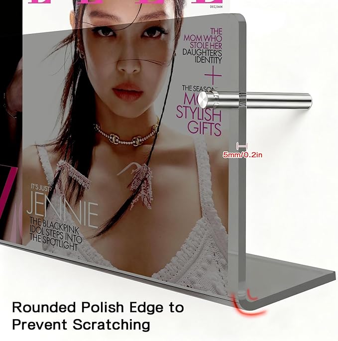 2-Pack 24 Inch Black Acrylic Magazine Holder, Sleek Wall Mounted Brochure Rack & Floating Bookshelf, Modern Stylish Magazine Display for Office, Waiting Room, Living Room, Fashion Home Decor