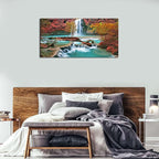 Tropical Forest Wall Art for Living Room Nature Waterfall Landscape Pictures Wall Decor Tree Falls Scenery Painting Modern Fall Scenic Canvas Prints Artwork for Bedroom Bathroom Home Decoration 20x40"