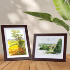 Lyeasw 5x7 Picture Frame Set of 15, Display Pictures 5x7 with Mat or 6x8 without Mat, Multi Photo Frames for Wall Mounting or Tabletop Display, Dark Red