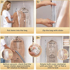 TAILI Hanging Vacuum Storage Sealer Bags Space Saver Bag for Clothing, Suits and Jackets, Closet Organizers, Travel, Set of 4 (2 Long, 2 Short), Clear