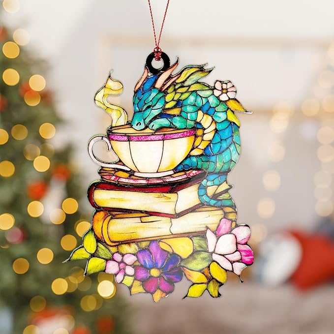 Elphaba Ornament, Dragon Ornaments for Christmas Tree, Unique Dragon Christmas Ornaments, Book Ornament Gift for Readers, Fantasy Dragons Decoration for Holiday Tree, Cute Magical Home Decor