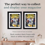 Creative Picture Frames 8 x 10.5 Magazine Frame with Full-Strength Glass, Holds Up To A 1/4" Thick Media with Installed Hangers for Easy Mounting, 10x12 Manhattan Black Frame with White Mat