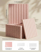 Aothia 12-Pack Felt Bulletin Board Tiles 48"x36", Modular Pin Board for Smooth Walls, Cork Board Alternative for Notes & Photos, 0.35" Thick, 70 Adhesive Tabs & 40 Pins, Pink