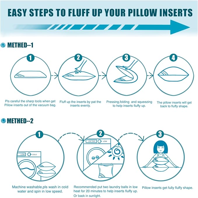 Siluvia Decorative 18x18 Pillow Inserts Set of 4 - Square Throw 18 Pillows with 100% Cotton Cover for Sofa, Couch, and Bed - White