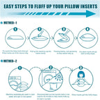 Siluvia 24x24 Pillow Inserts Set of 2 Square Throw 24 Euro Pillows with 100% Cotton Cover for Sofa, Couch, and Bed - White