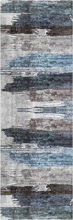 Ciicool 2x5 Washable Runner Rug, Modern Abstract Hallway Rugs Runner, Non-Slip Thin Accent Rug Lightweight Navy Grey Print Distressed Carpet for Laundry Entryway Bedroom Kitchen Bathroom Indoor