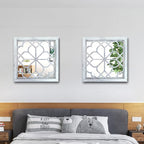 Wocred 2 PCS Square Wall Mirror,Gorgeous Rustic Farmhouse Accent,Rustic White Color Entry for Bathroom Renovation,Bedrooms,Living Rooms and More(12”x12”)
