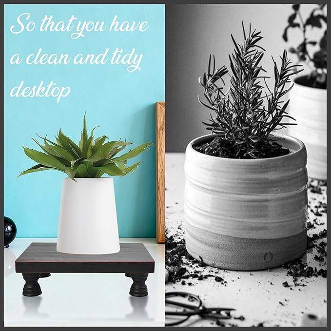 YY YEARCHY Wood Risers Display Stands, Pedestal Stand for Home, Kitchen, Bathroom Decor, Farmhouse Tray, Modern French Country Style (Black)
