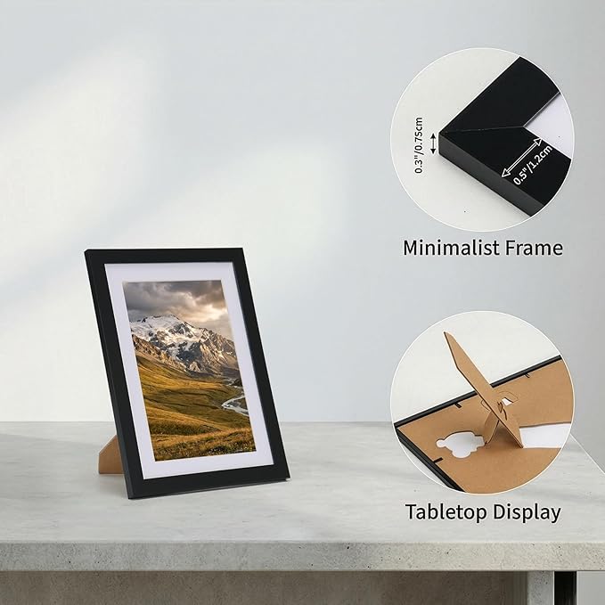 Rempry 5X7 Picture Frames Set of 11, Black 5x7 Photo Frames without Mat or Displays 4X6 Picture with Mat, Wall Mount or Tabletop Display for Home, Office