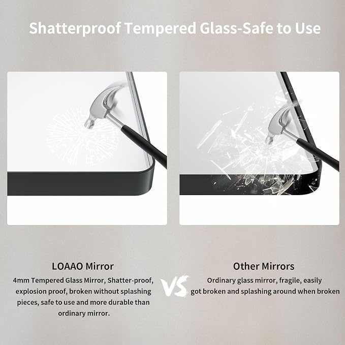 LOAAO 40X38 Inch Black Metal Framed Bathroom Mirror for Wall, Matte Black Bathroom Vanity Mirror Farmhouse, Anti-Rust, Tempered Glass, Hangs Horizontally or Vertically