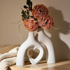 Modern Ceramic Vase, Snuggle Heart-Shaped Abstract Sculpture Vases, Minimalist Boho Home Decor for Living Room Shelf & Table Centerpiece Decorative Vase (Milky White)