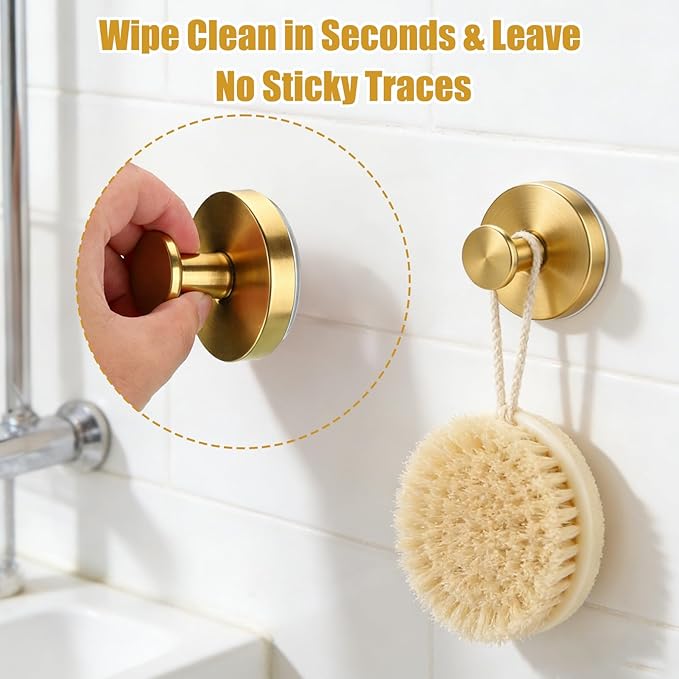 Mity rain Suction Cup Hooks for Door Wreaths, Reusable Metal Wreath Hangers for Front Door Glass Windows, Strong Hold No-Drill Wreath Holder Ideal for Holiday & Christmas Door Decorations（Gold）