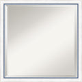 Amanti Art White Wall Mirror 22x22 Morgan White Blue Square Bathroom Mirror for Wall Decor Living Room, Medium Modern Wood Frame, Hangs Horizonally and Vertically, Bathroom Decor, Beveled Edge