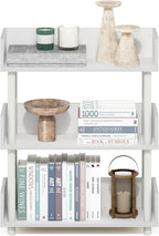 Furinno Turn-N-Tube Display Shelf, 3-Tier Storage Shelves with Side Panels, Open Shelves Book Shelf with Rounded Corner Top Edges, for Organization and Storage, Living Room, Home Office, White