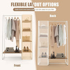 Tangkula Garment Rack with Shelves, Clothes Rack with 5 Shelves & Hanging Bar, Open Wardrobe for Hanging Clothes and Storage, Free Standing Closet Organizer, Clothing Rack for Bedroom Entryway