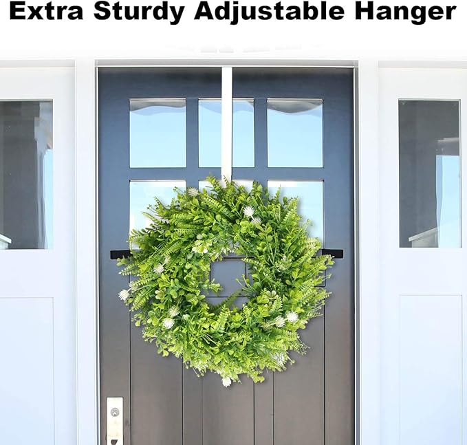 GameXcel 15" Wreath Hanger for Front Door - Large Wreath Metal Hook for Christmas Wreath Over The Door Hanger, White