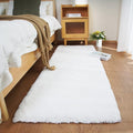 Ghouse Ultra Soft Faux Rabbit Fur Rug, Machine Washable Area Rugs for Bedroom Fluffy Rugs for Living Room, No-Shedding Carpet Sheepskin Rug White 2 x 6 Feet