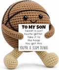 Inspirational Graduation Gifts for Son 2026 from Mom Dad, Handcrafted Crochet Basketball Keepsake, Basketball Gifts for Teen Boys Adult Bonus Son, Motivational Sports Desk Room Decor Accessories