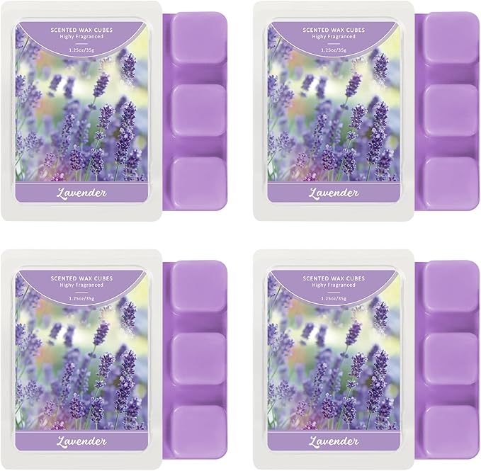 SCENTORINI Wax Melts Wax Cubes, Summer Scent, Lavender Wax Melts for Sleep, Scentsy Wax Melts for Warmer 4 Pack, Scented Soy Wax Strong Scent, 4 * 1.25oz