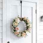 Jemeni 16" Heavy Duty Wreath Hangers for Front Door (2 Pack), 35LBS Matte Iron Over The Door Hook, No Tools Needed Black Wreath Holder