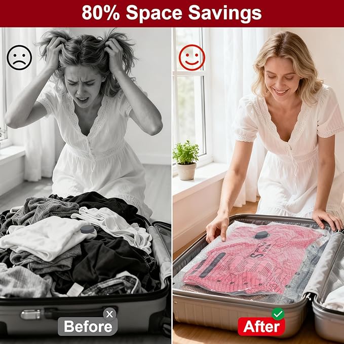 Vacuum Storage Bags with Portable Electric Pump,Space Saver Sealer Bags, Airtight Compression Bags for Clothes, Pillows, Comforters, Blankets, Bedding (15 Pack)