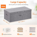 Lifewit 100L Under Bed Storage Containers, 11.8 Inch Tall Underbed Clothes Storage Organizer Bin with Sturdy Sidewalls, Bottom, 3 Lids, Deep Storage Drawer for Clothes, Shoes, Blankets, Pillows 2 Pack